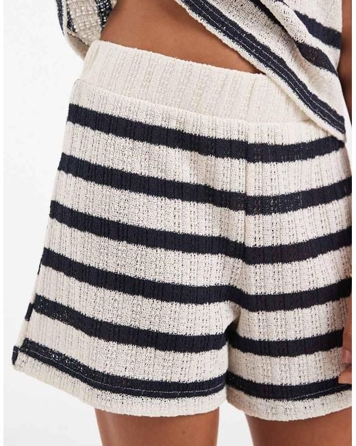 Vero Moda Blue Knitted Crochet Short Co-ord