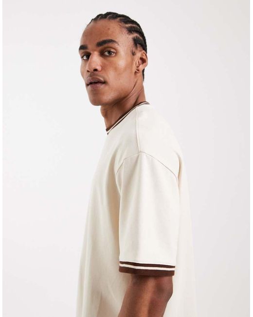 Only & Sons Natural Boxy Fit T-shirt With Contrast Colour for men