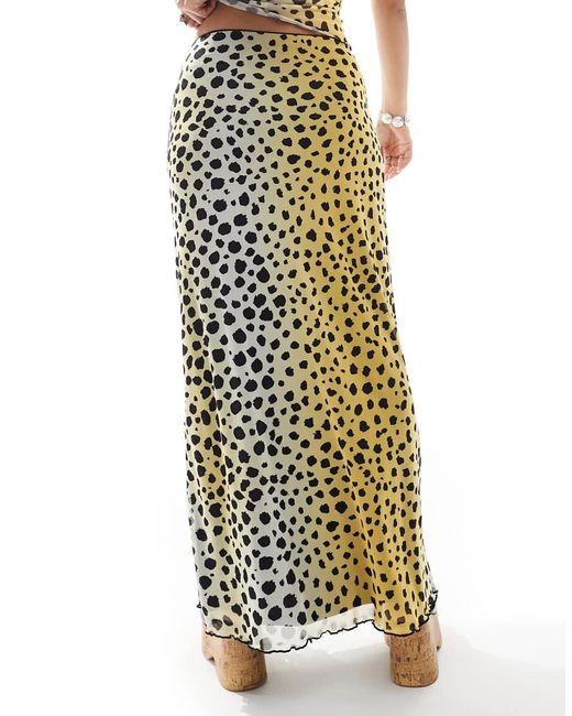 Falda Larga Con Estampado De Dálmata De Malla De (Parte De Un Conjunto) JJXX de color White