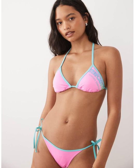 Rip Curl Pink Rip Curl Contrast Trim Triangle Bikini Top