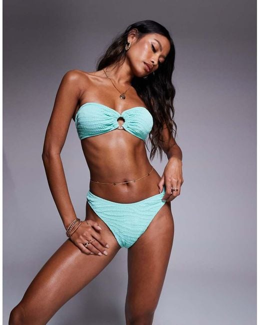 River Island Blue Crinkle Bikini Bottom