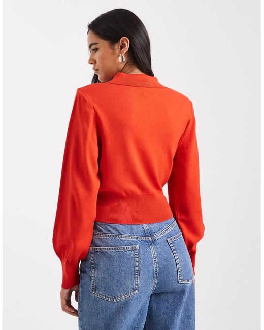 ASOS Red Nipped Waist Polo