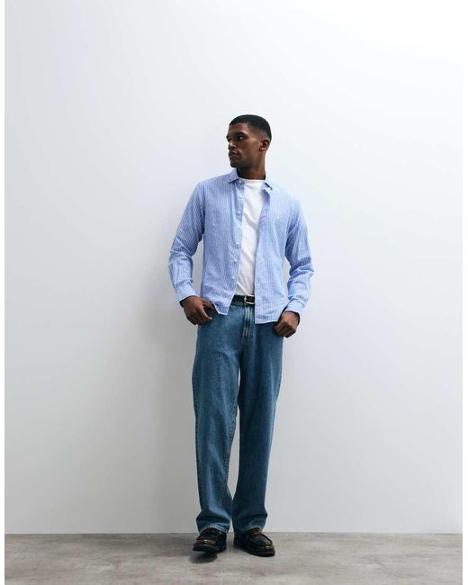 Polo Ralph Lauren Blue Striped Long Sleeve Button Up Custom Fit Shirt for men