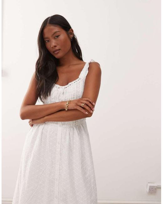 Miss Selfridge White Broderie Milkmaid Maxi Dress
