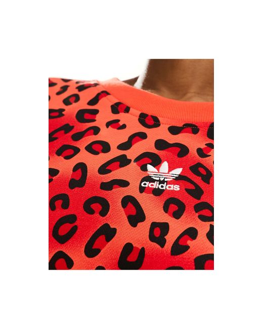 Leopard luxe - felpa rossa con stampa leopardata di Adidas Originals in Red