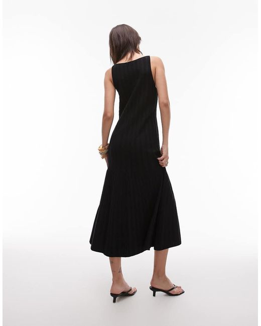 & Other Stories Black Fine Knit Maxi Dress With Boat Neck