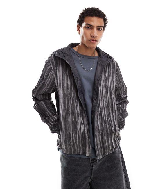 Collusion Blue Textured Windbreaker Jacket for men