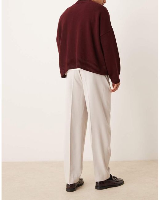 ASOS Nette Oversized Toelopende Broek Met Microtextuur in het Natural voor heren