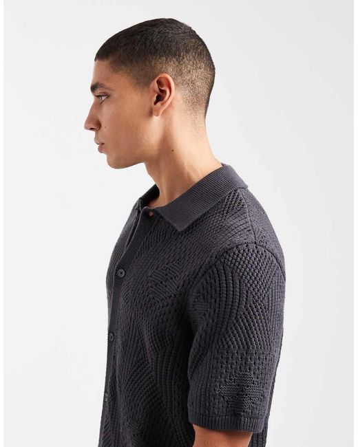 Levi's Blue Open Knit Camp Shirt for men