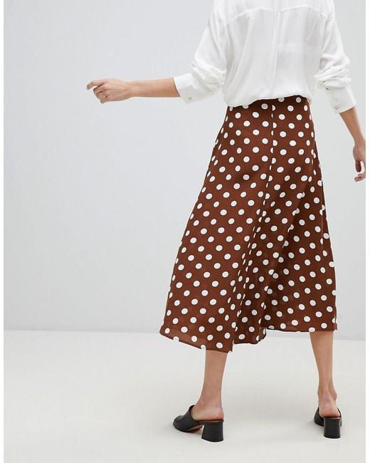 Brown skirt with 2025 white polka dots