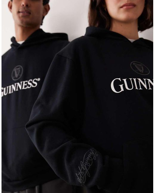 ASOS Black Unisex Relaxed Hoodie With Guinness Print
