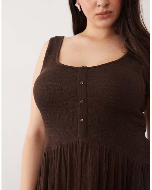 ASOS Black Asos Design Curve Crinkle Button Through Midi Dress