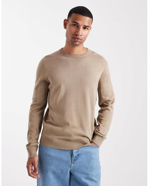 Threadbare Natural Crew Neck Sweater for men