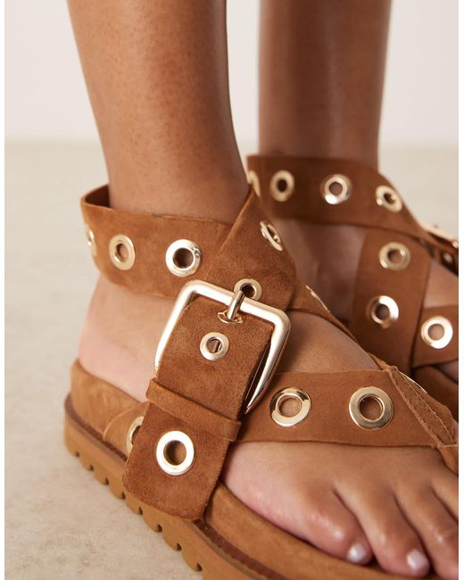 Francoise - sandales à plateforme en daim avec œillets - fauce ASOS en coloris Natural