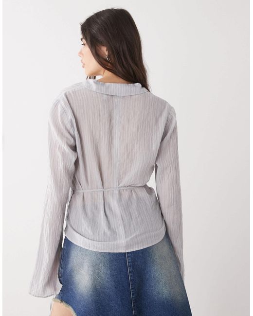 Weekday Gray Structured Wrap Shirt