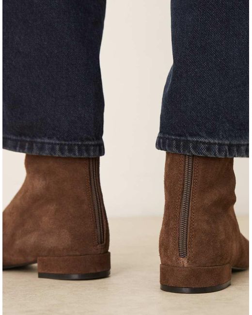 Mango Brown Suede Slim Fit Ankle Boot