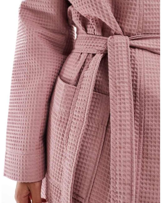 Loungeable Pink Cotton Waffle Robe