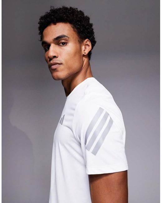 Adidas Originals White Adidas Running Adi365 T-shirt With Reflective Stripes for men
