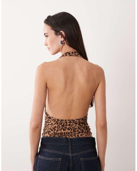 Miss Selfridge Brown Halter Neck Top