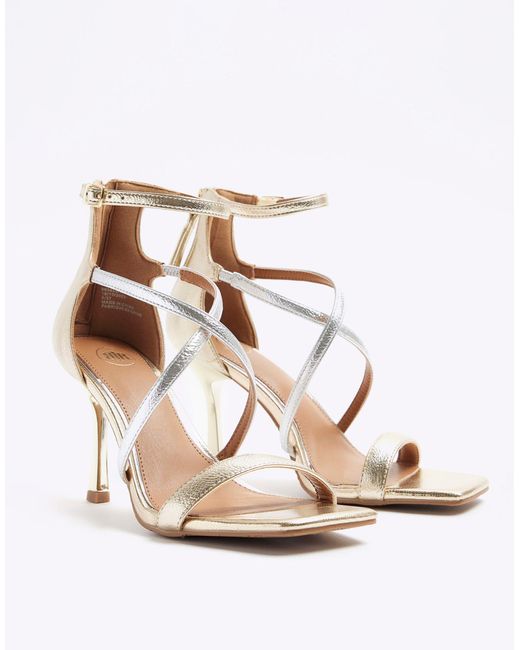 River Island White Closed Back Strappy Heeled Sandals