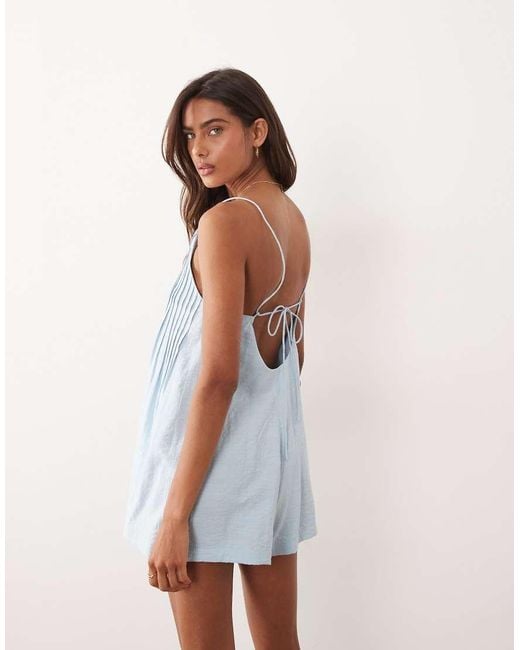 ASOS Blue Cami Playsuit With Pintucks
