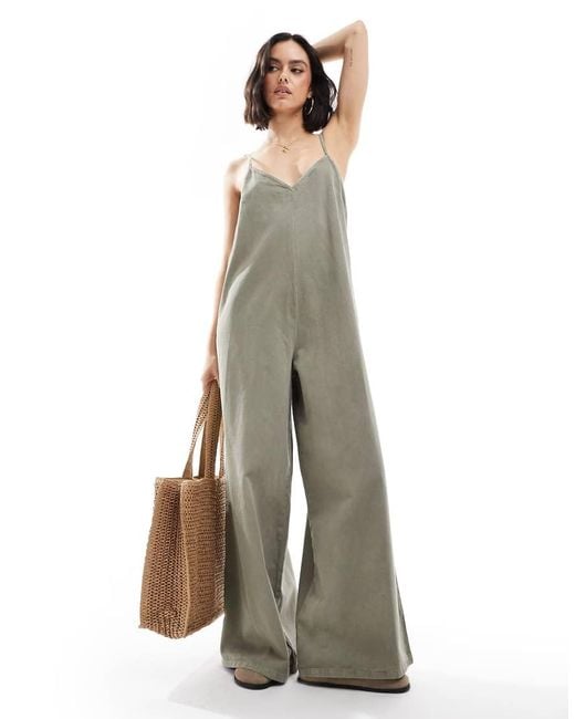 ASOS Natural Soft Denim Jumpsuit