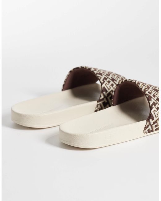 Tommy Hilfiger Natural Monogram Pool Slider
