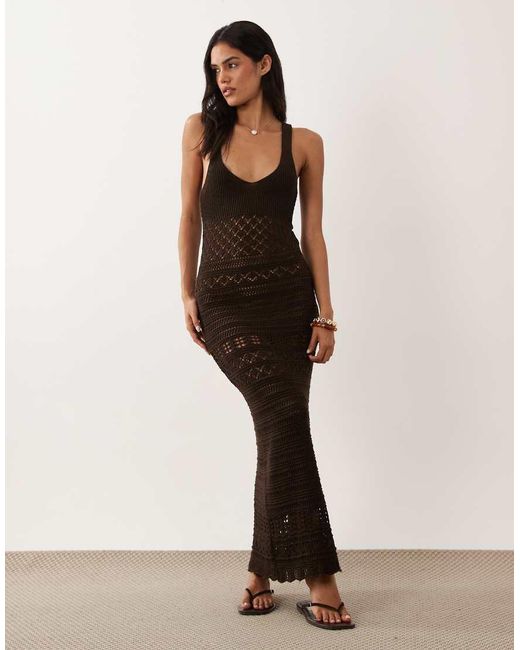 Miss Selfridge Natural Crochet Maxi Dress