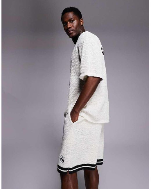 Good For Nothing White Knitted Shorts for men