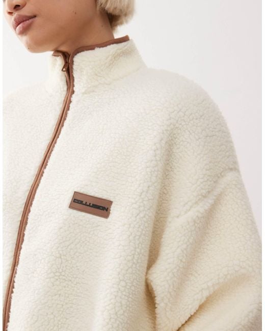 Collusion Natural Full Zip Fleece Borg Jacket