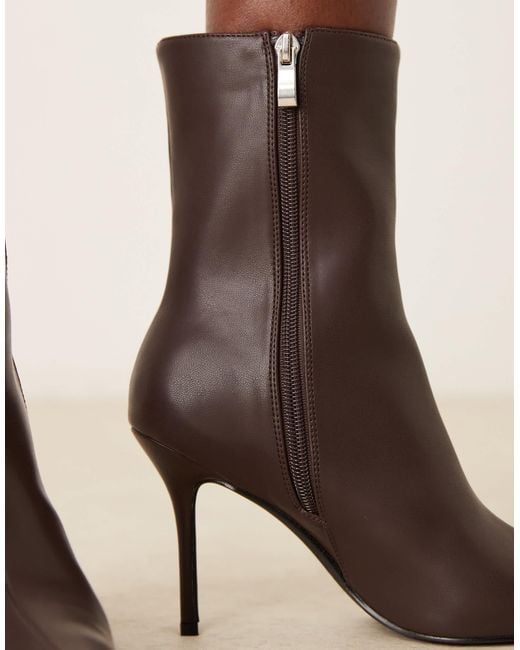 Raid Natural Bronco Stiletto Heel High Ankle Boots