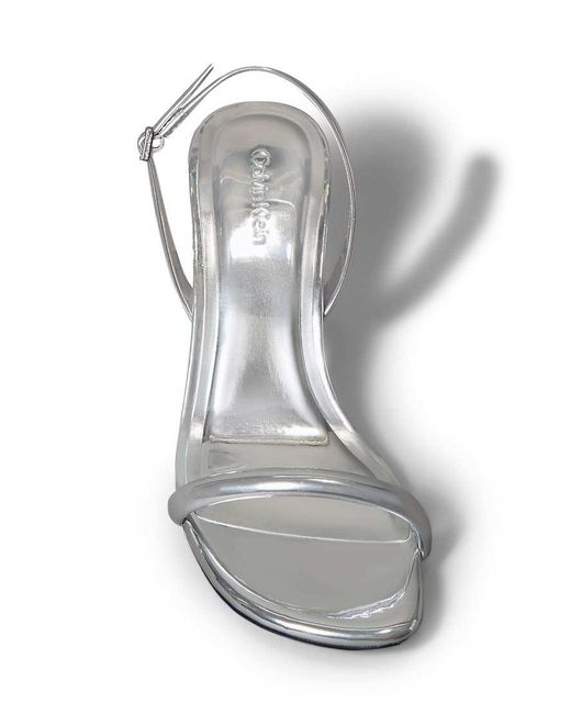 Calvin Klein Metallic Strappy Kitten Leather Heel