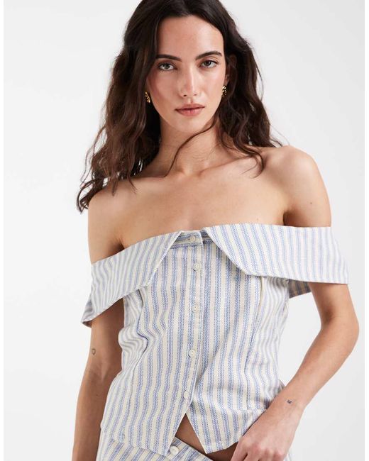 Muse Assembly White Off Shoulder Tailored Top