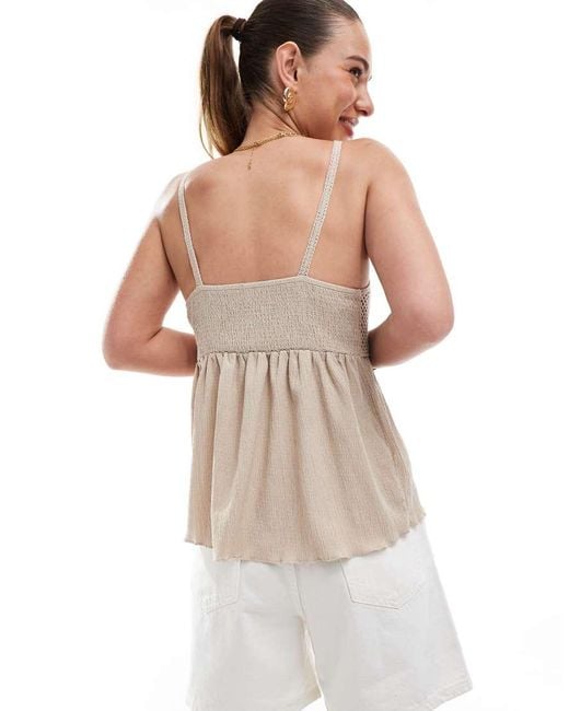 Stradivarius Natural Crochet Detail Cami Swing Top