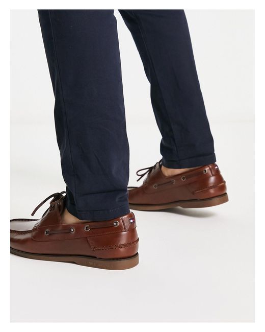 Chaussures bateau en cuir - marron Tommy Hilfiger pour homme en coloris  Bleu | Lyst