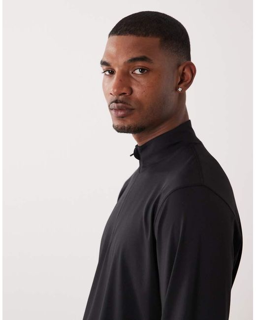 4505 Black Quick Dry Mesh 1/4 Zip Long Sleeve Running Top for men