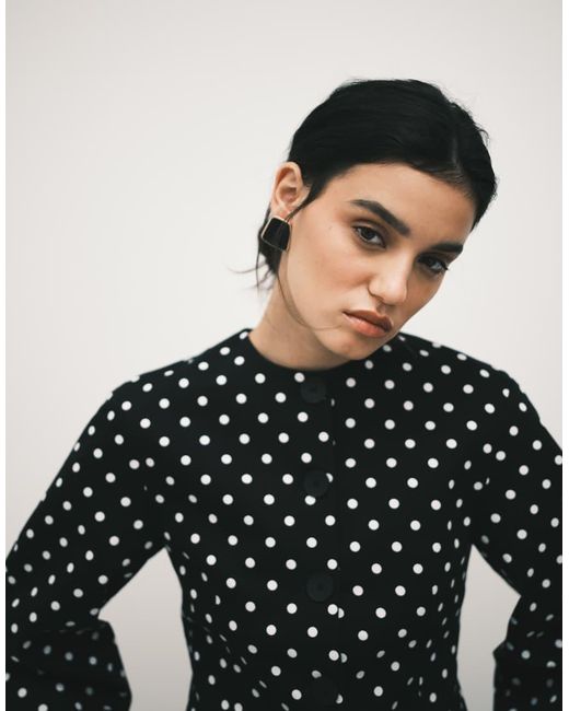 ASOS Black Collarless Blazer With Volume Sleeve