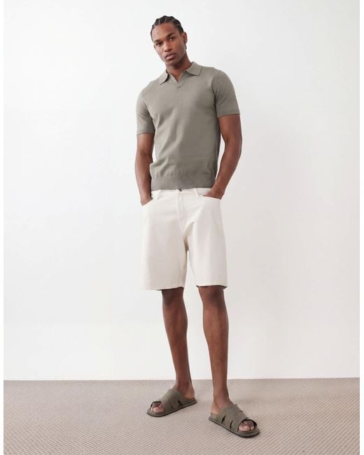 SELECTED Gray Knit Split Neck Polo for men