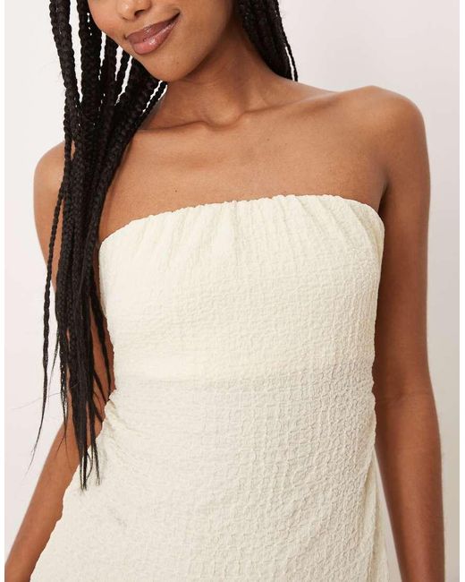 ASOS Natural Textured Bandeau Tie Back Midi Dress