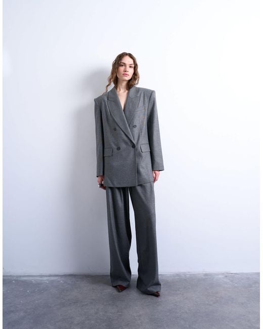 TOPSHOP Gray – zweireihiger oversize-blazer im stil der 80er-jahre