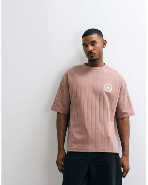 ASOS Brown Heavyweight Oversized Tshirt With Chest Graphic for men