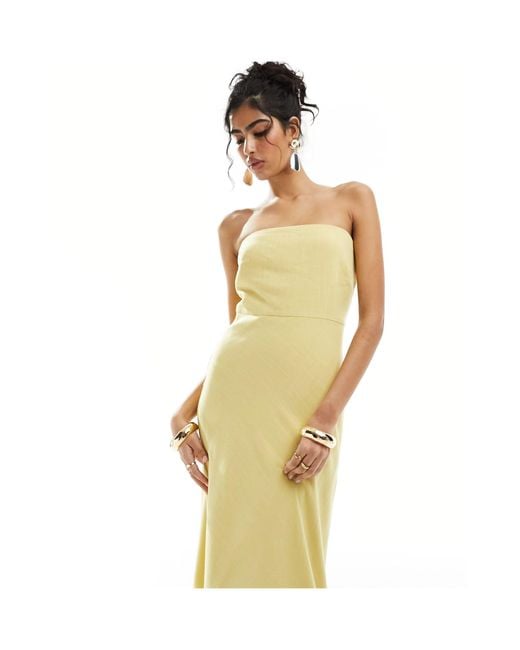 4th & Reckless Yellow Bandeau Linen Maxi Dress