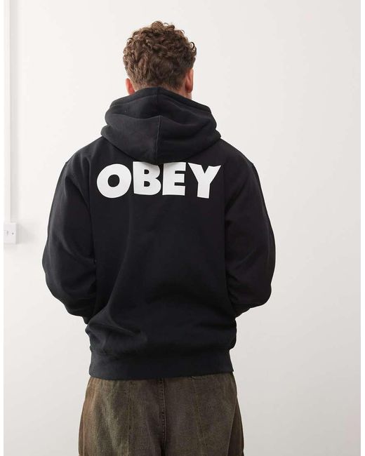 Sudadera Negra Con Capucha Y Gráfico En Negrita De Obey de hombre de color Black
