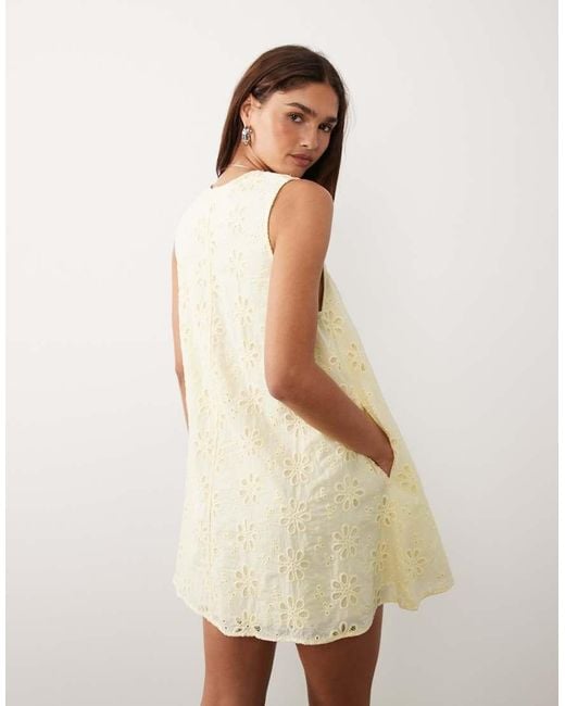BRONZE SNAKE Natural Samira Scoop Neck Broderie Smock Dress