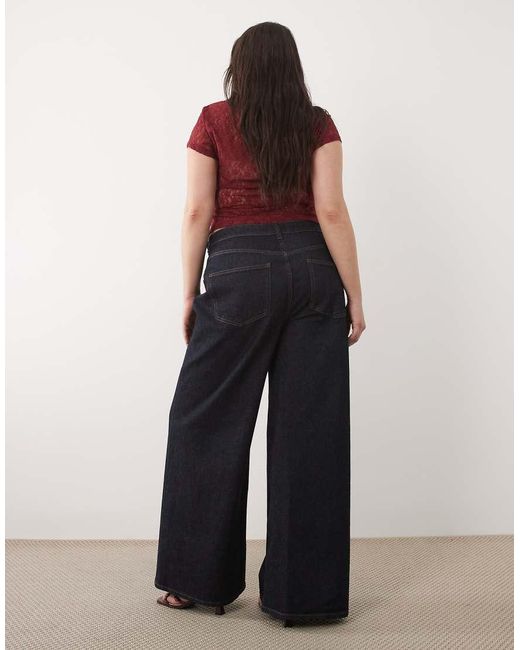 ASOS Multicolor Asos Design Curve High Waist Straight Wide Leg Jeans