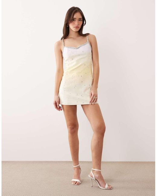 JW PEI Natural Diamante Trim Embellished Tailored Mini Dress