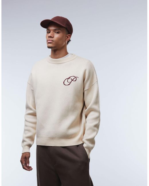 Prohibited – kastiger oversize-pullover in Natural für Herren
