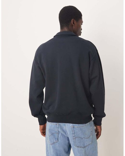 ARKET Blue Half Zip Lightweight Sweatshirt With Polo Collar for men