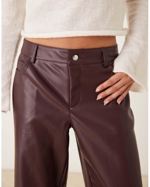 Gina Tricot Brown Pu Straight Leg Trousers