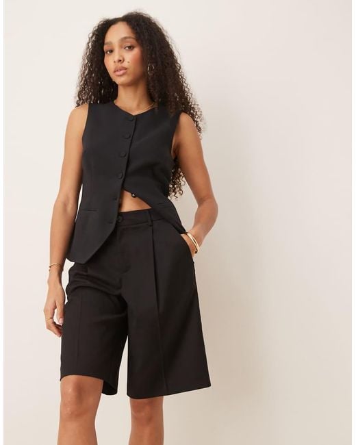 Gina Tricot Black Tailored Long Bermuda Shorts